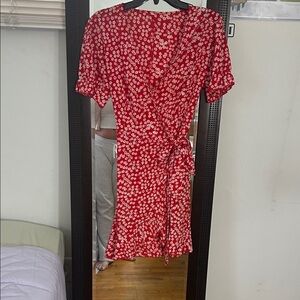 Floral Red Wrap Dress